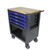 4 Drawers Multifunctional Tool Cart With Wheels And Wooden Top - Black / Blue - Image 8