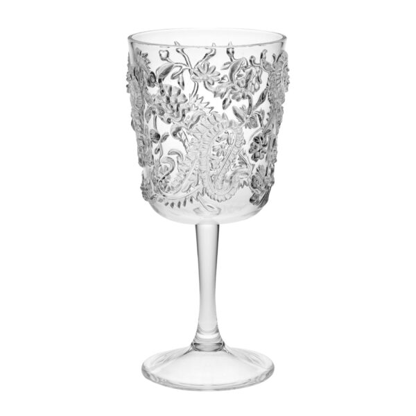 Paisley - Bpa Free Acrylic Wine Glass Set Unbreakable, 13Oz, (Set of 4) - Clear