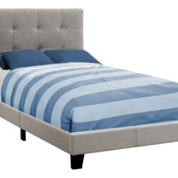 Twin Size Bed, Upholstered, Frame Only, Transitional - Gray