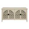 Hollowed Out Cabinet With 4 Doors, Suitable For Bedroom - Natural - Image 9