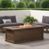Transitional Rectangular Outdoor Propane Fire Pit With 50, 000 Btu, Tank Cover Not Included - Brown Wood Pattern - Image 7