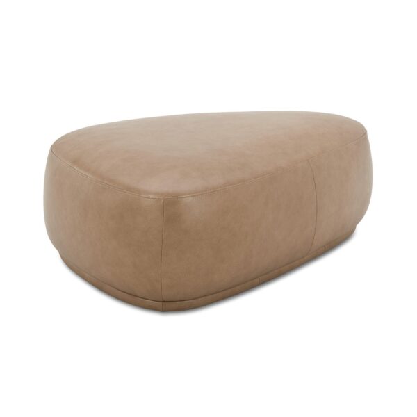 Pebble - Upholstered Rounded Triangle Cocktail Ottoman - Tuscan Tan Brown