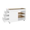 Multi-Functional Storage Island Movable Storage Cabinet Island Vanity Dresser With 3 Side Storage Drawer, A Reversible Top Storage Space And 2 Glass Display Shelves - White - Image 18