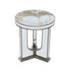 Round Side Table With Elegant Foral Design And Mirrored - Silver Multi - Image 3