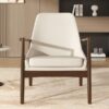 Accent Chair, Mid-Century Modern Armchair With Solid Wood Frame, Reading Leisure Chair With High Back For Living Room - Beige - Image 7