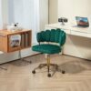 Velvet Home Office Desk Chair, Modern Cute Computer Chair, Wheels Swivel Height Adjustable Task Chair - Emerald - Image 3