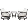 3 Piece Outdoor Chair & Table Set Chat Set 2 Person Rattan Seating Group With 2 Swiveling And Rocking Chairs And A Square Table For Garden, Patio, Or Balcony - Brown - Image 15