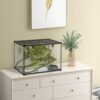 Pawhut - 14 Gallon Reptile Glass Terrarium Tank With Decor Kit Breeding Box Full View With Visually Appealing Sliding Screen Top For Lizards Frogs Snakes Spiders - Black - Image 10