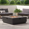 Modern Square Iron Fire Pit With 50, 000 Btu Output - Dark Gray - Image 8