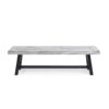 Tranquilizer - Outdoor Acacia Wood Bench With Slat Panel Design (Set of 2) - Sandblasted Light Gray / Black - Image 3