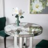 Round Dining Table With Elegant Floral Design And Mirrored - Silver Multi - Image 5