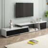 Modern, Minimalist Rectangle Extendable TV Stand, TV Cabinet With 2 Drawers And 1 Cabinet For Living Room, Up To 100" - White - Image 3
