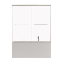 Double Sliding Bathtub Shower Door, Semi Frameless Bypass Tub Door, 1 / 4" 6Mm Tempered Glass With Explosion Proof Film, Adjustable Aluminum Alloy Frame 24D03 T60Bnx - Brushed Nickel