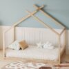 Full Size Montessori Style House Bed For Kids, Floor Bed Frame With Headboard And Footboard, Fence Bed For Girls, Boys, Slat Not Included - Natural - Image 2