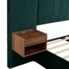 Upholstered King Size Bed Frame Of Velvet Tufted Headboard With Floating Nightstand LED / USB Built-In - Dark Green - Image 23