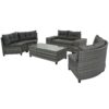 8 Pieces Outdoor Wicker Round Sofa Set, Half-Moon Sectional Sets All Weather, Curved Sofa Set With Rectangular Coffee Table, PE Rattan Water-Resistant And UV Protected, Movable Cushion - Gray - Image 8