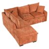 Convertible Sofa Bed Sectional Sofa Sleeper L-Shaped Sofa With A Storage Ottoman, Two Pillows, Two Power Sockets And Two USB Ports For Living Room - Orange - Image 20