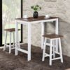 3 Pieces Counter Set Hanging Stool Easy To Clean For Small Space - Antique Dark Oak / Antique White - Image 2