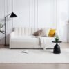 Flora - Twin Upholstered Daybed With 2 Drawers Ribbed Tufted Backrest in Lavish Modern Design - Ivory - Image 4