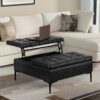 Laura - Lift Top Storage Ottoman - Black - Image 4