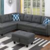 Alger - 98" Wide Left Hand Facing Sofa & Chaise With Ottoman - Dark Gray - Image 8