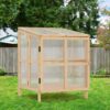 2 Tier Foldable Cold Frame Greenhouse, Portable Wooden Greenhouse Garden Cold Frame Raised Planter Box With Shelves - Natural Wood - Image 2