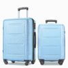 Expanable Spinner Wheel 2 Piece Luggage Set ABS Lightweight Suitcase With Tsa Lock 20" / 24" - Light Blue - Image 2