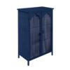 2 Doors Metal Storage Cabinet Display Cabinet With Glass Doors Metal Kitchen Sideboard Buffet Cabinet Glass Storage Cabinet For Dining Room Living Room Bedroom - Dark Blue - Image 6