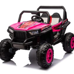 12V7A*1 30W*4 Four-Wheel Drive Leather Seat One Button Start, Forward And Backward, High And Low Speed, Music, Front Light, Power Display, Two Doors Can Open, 2.4G R / C, Seat Belt Four Wheel Absorber - Pink