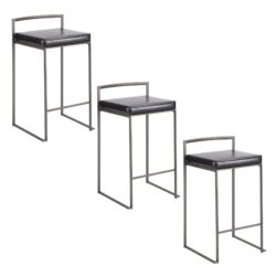 Fuji - Industrial Stackable Counter Stool (Set of 3) - Black