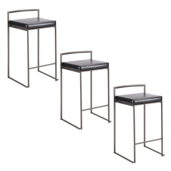 Fuji - Industrial Stackable Counter Stool (Set of 3) - Black