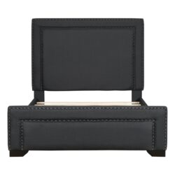 Queen Size Upholstered Bed With Slats Support, No Box Spring Needed - Black