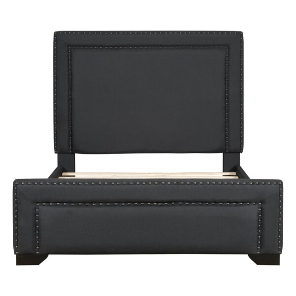 Queen Size Upholstered Bed With Slats Support, No Box Spring Needed - Black