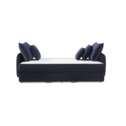 Irina - Velvet Sleeper Sectional Sofa With 3 Toss Pillows - Blue