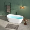 Acrylic Freestanding Soaking Bathtub With Integrated Slotted Overflow And Brushed Nickel Toe-Tap Drain, Cupc Certified, 02138 - Glossy White - Image 2