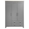 3 Door Storage Wardrobe With Cabinets And 2 Hanging Rods - Gray - Image 6