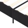 King Size Upholstered Platform Bed Frame With Linen Fabric Headboard, No Box Spring Needed, Wood Slat Support - Black - Image 13