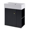 Modern Floating Bathroom Vanity With Ceramic Basin, Perfect For Small Bathrooms, Right Side Storage - Black - Image 13