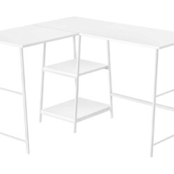 Computer Desk, Home Office, Corner, Storage Shelves, L-Shape, Work, Laptop, Contemporary, Modern - White