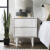 Mid-Century Modern 2 Drawer Solid Wood Nighstand With Cutout Handles - White - Image 4