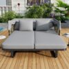 Outdoor Patio Daybed Rattan Daybed Outdoor Sunbed With Detachable Pillows For Patio, Backyard, Pool - Gray - Image 9