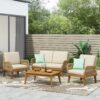 Hueber - Outdoor And Rope 4 Seater Chat Set With Cushions - Teak - Image 2