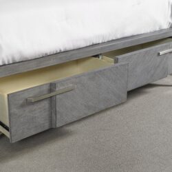 King Storage Bed With Bookmatched Veneer - Gray