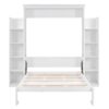Full Size Murphy Wall Bed With Shelves And LED Lights - White - Image 4