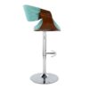 Curvo - Mid-Century Modern Adjustable Barstool With Swivel With Rounded T Footrest (Set of 2) - Chrome / Walnut / Teal - Image 3