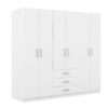 6 Doors Wardrobe Storage For Bedroom With Big Drawers - White - Image 5
