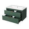 Wall Mounted Bathroom Vanity With Resin Sink, Floating Bathroom Storage Cabinet With 2 Drawers, Bathroom Cabinet - Green - Image 12