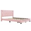 Queen Size Storage Bed Linen Upholstered Platform Bed & Two Drawers - Pink - Image 4
