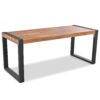 3 Pieces Outdoor Dining Table With 2 Benches, Patio Dining Set With Unique Top Texture, Acacia Wood Top & Steel Frame, All Weather Use, For Outdoor & Indoor - Natural - Image 15