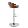 Cassis - Mid-Century Modern Adjustable Barstool With Swivel With Oval Footrest (Set of 3) - Chrome / Walnut / Gray - Image 3